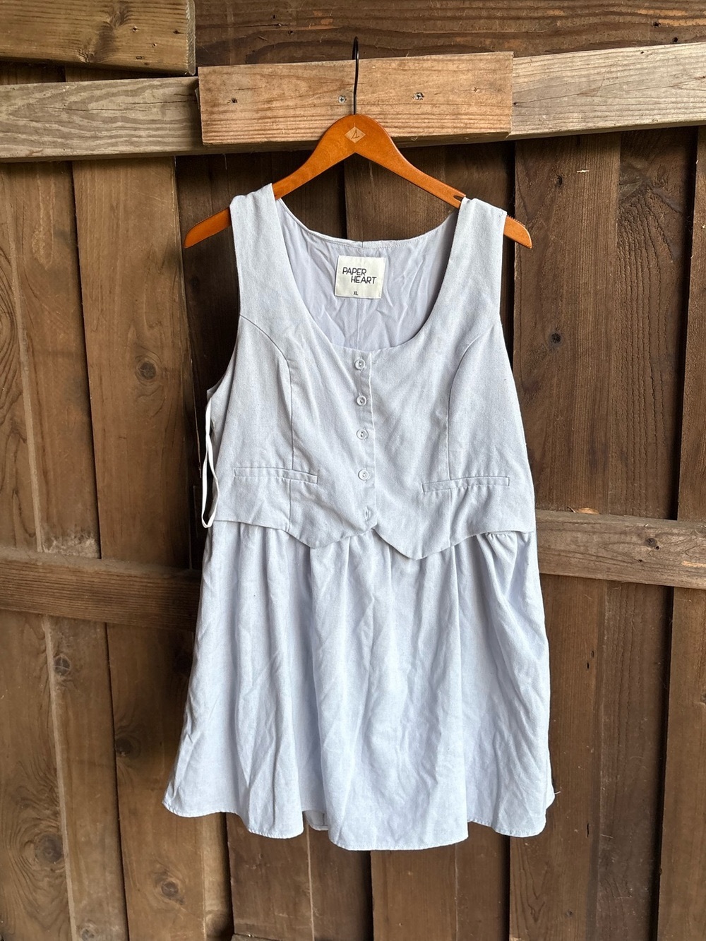 Light Gray Sleeveless Button-Front Dress Top
